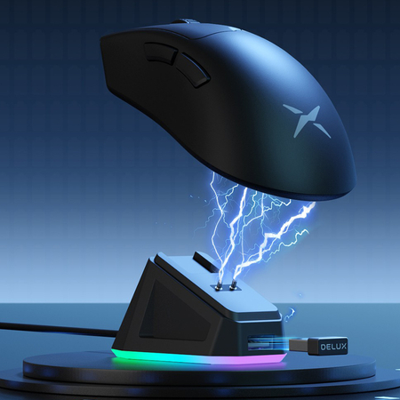 Mysz DELUX M800 PRO czarna 26000DPI 8000 Hz + dock - zdjęcie 2