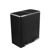 Kosz na śmieci metalowy podwójna komora czarny