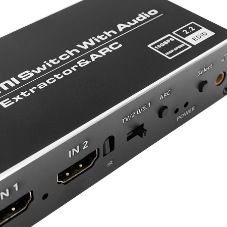 Przełącznik HDMI Extractor Rozgałęźnik 2x HDMI-HDMI + Audio ARC 4K EDID Spacetronik SPH-SAE07