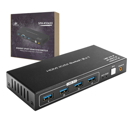 Przełącznik Switch KVM USB + HDMI 2/1 Spacetronik SPH-KVM23 8K@60Hz - zdjęcie 2