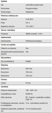 Zasilacz laboratoryjny dwukanałowy 30V 5A PeakTech 6210 - zdjęcie 2