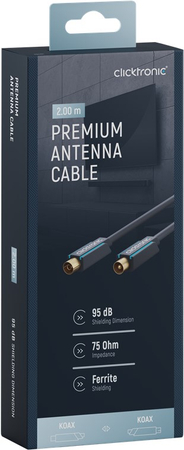 CLICKTRONIC Przyłącze kabel antenowy TV IEC gn.TV/wt.TV ekranowane 2m