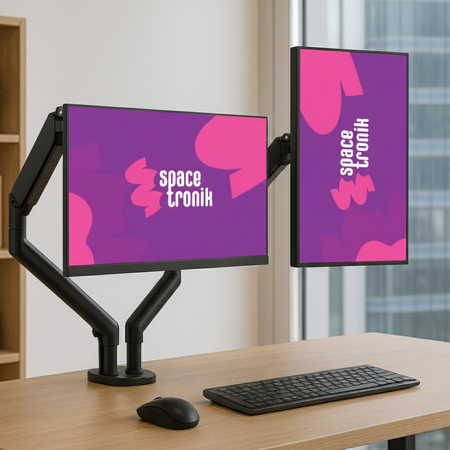 Uchwyt na 2 Monitory SPAF120B | Ergonomia i Porządek na Biurku