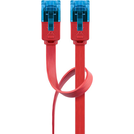 Kabel LAN Patchcord CAT 6A UTP PŁASKI red 5m - zdjęcie 2
