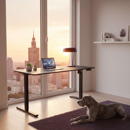 Zestaw ergonomiczny biurko Moris SPEO112BB fotel Gerd lampa GLOW D22 Pro