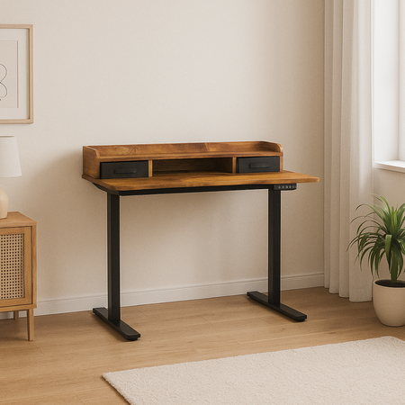 Biurko Elektryczne z Szufladą Spacetronik SPEF134BM 120x60 cm z pamięcią drewno - zdjęcie 2