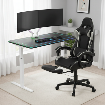 Zestaw gamingowy Spacetronik biurko elektryczne RGB uchwyt fotel 136x66 - zdjęcie 2