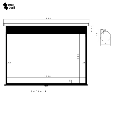 Ekran Projekcyjny Sufitowy Automatyczny 84" cali 16:9 PVC 1.0 Gain 160° Spacetronik OUTLET