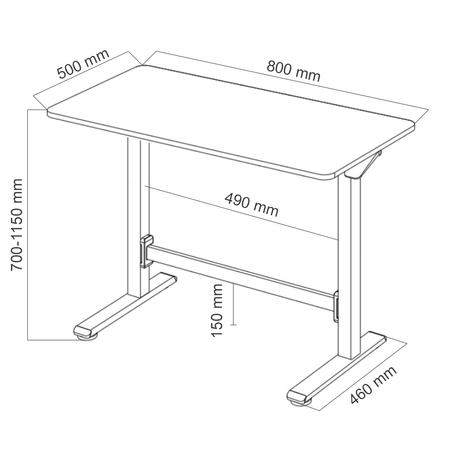 Biurko regulowane pneumatycznie Moris Mini SPEO101 Białe 80x50cm