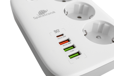 Inteligentna listwa zasilająca Spacetronik SL-PS27 z 3 AC 4 USB