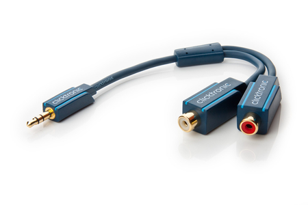 CLICKTRONIC Adapter wtyk Jack 3,5mm - 2x gniazdo RCA 10cm