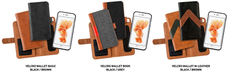 MOC Klettverschluss Leder Portemonnaie Schwarz