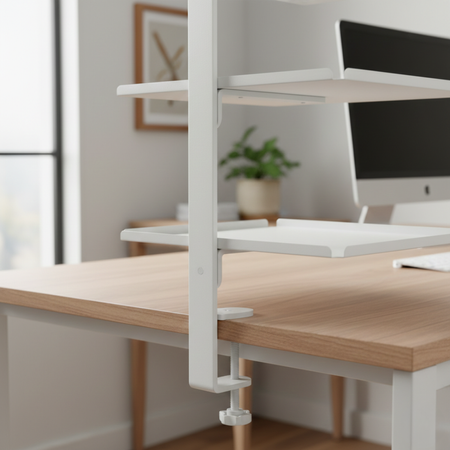 Boczny organizer do biurka na zacisk z półkami biały SPB147W