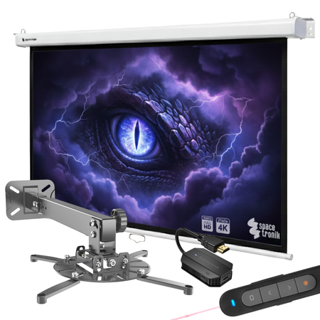 Zestaw ekran reczny uchwyt sufitowy transmiter HDMI pilot