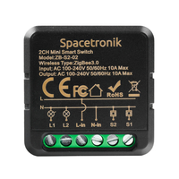 Mini switch światła włącznik ZigBee 3.0 podwójny przekaźnik Smart Life Tuya Spacetronik sterownik ZB-S2-02 Black