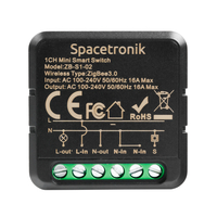 Mini switch światła włącznik ZigBee 3.0 pojedynczy przekaźnik Smart Life Tuya Spacetronik sterownik ZB-S1-02 Black