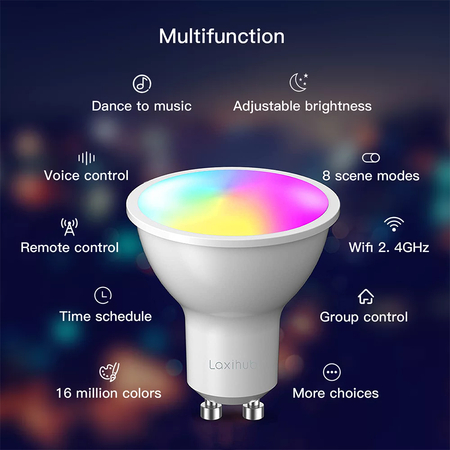 Żarówki WiFi RGB aplikacja GU10 4.5W Tuya Smart Life Laxihub 2szt. - zdjęcie 2