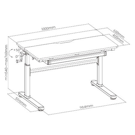 Biurko do pokoju dziecięcego Spacetronik XD SPE-X104WL 100x60 cm OUTLET