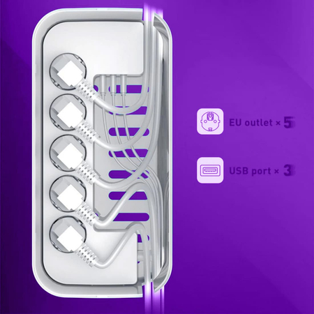 Organizer BOX stacja ładowania z listwą 5xAC 3x USB Spacetronik REVO SR201