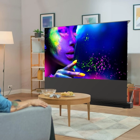 OUTLET Elektryczny Ekran Projekcyjny Zwijany Podłogowy Pixthink 100" cali kino domowe sala konferencyjna