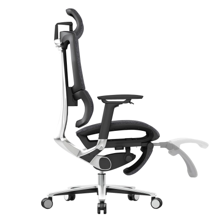 Fotel ergonomiczny biurowy 3D z podnóżkiem Spacetronik Torhild Szary OUTLET