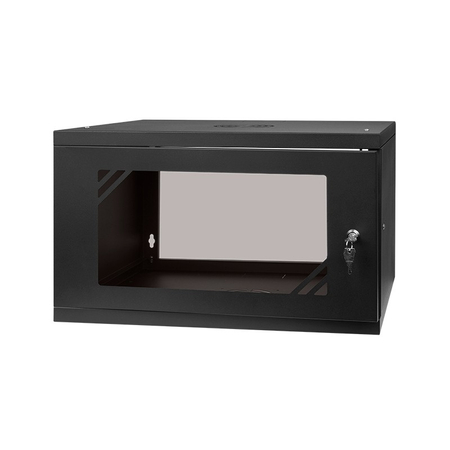Szafa RACK 19'' 6U 350mm CZARNA Szklane drzwi - zdjęcie 2