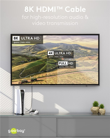 HDMI 2.1 8K 60Hz Goobay Plus TEXTIL 05m Kabel