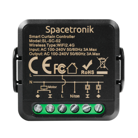 Mini sterownik rolet switch dopuszkowy przkaźnik ZigBee 3.0 Smart Life Tuya Spacetronik sterownik ZB-SC-02 Black