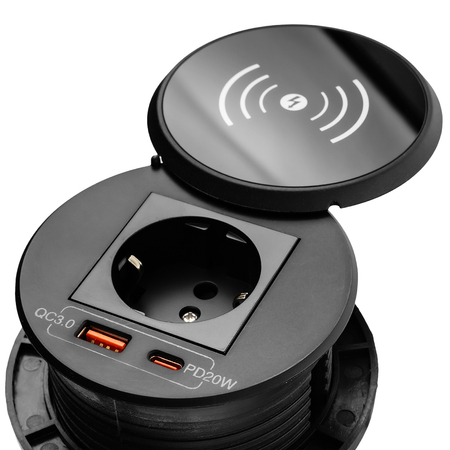 Spacetronik SPS-R1D3W V2 runde Tischsteckdose - zdjęcie 2