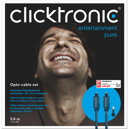 CLICKTRONIC Toslink optisches Kabel + ad. Buchse 05m