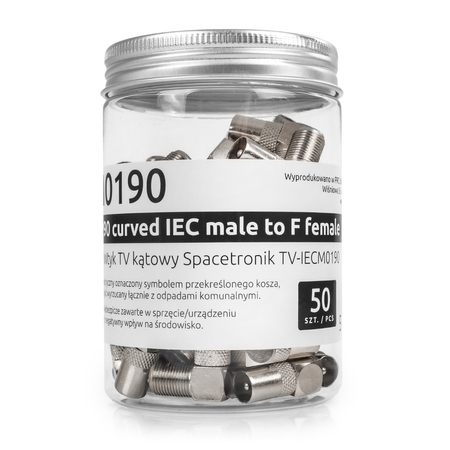 F-Buchse / TV-Stecker gewinkelt TV-IECM0190 Box 50Stk