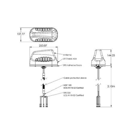 Antena 5w1 5G/WiFi/GPS MIMO2x2 Poynting MIMO-3-15B