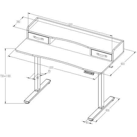 Biurko Elektryczne z Szufladą Spacetronik SPEF134BM 120x60 cm