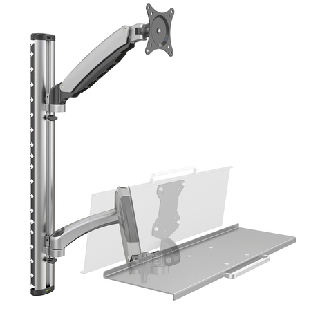 Single Monitor Wall Monitor Mount with Keyboard
