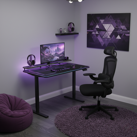 Zestaw gamingowy RGB: biurko elektryczne z regulacją + krzesło DORIS 11 120x60