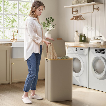 Kosz na pranie 90L 1 komorowy beżowy - zdjęcie 2