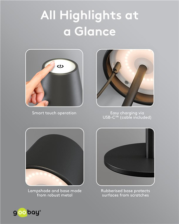 LED Goobay Nachttischlampe schwarz