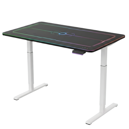 Gamingowe stanowisko Spacetronik RGB z elektryczną regulacją wysokości 136x66