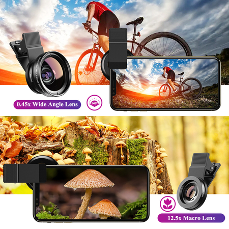 2w1 Zestaw obiektywów do telefonu szerokokątny 0.45 i makro x12 Spacetronik SP-LK01