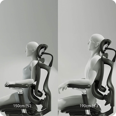 Ergonomiczny fotel biurkowy 6D Spacetronik DORIS 40 czarny z regulowanym zagłówkiem i podłokietnikami