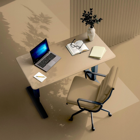 Stelaż elektryczny Spacetronik SPE-222OB Vegard + blat MDF premium złoty