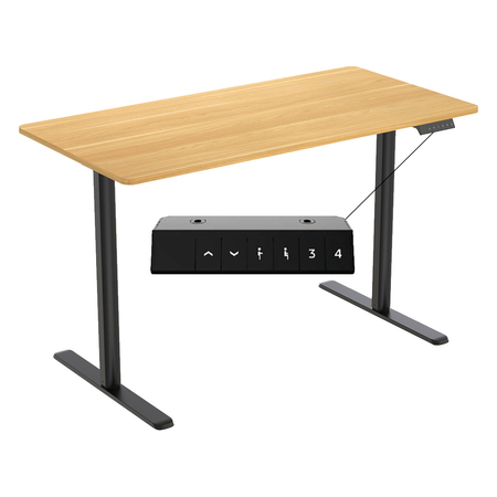 Spacetronik Moris elektrischer Schreibtisch SPE-O121 120x60, Gestell schwarz, Platte helles Holz