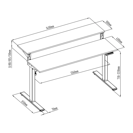 Elektryczne biurko Spacetronik Moris 133WO 140x70 OUTLET