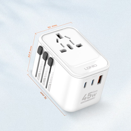 GaN 45W 2xUSB-C USB-A Universal-Reiseadapter