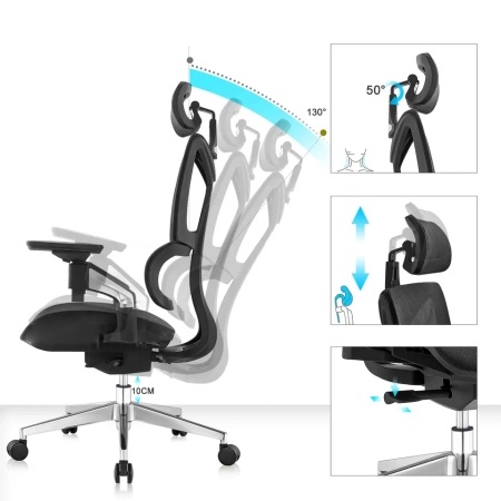 OUTLET Krzesło biurowe ergonomiczne Spacetronik BARD czarne