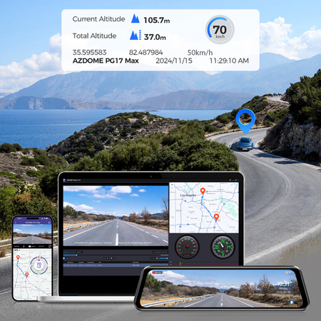 Wideorejestrator w Lusterku 4K 2CH WiFi GPS AZDOME PG17Max