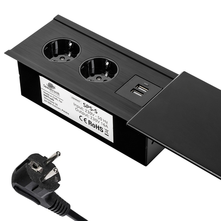 Gniazdo wpuszczane rozsuwane do blatu Spacetronik SPS-S24B V2 COMPACT