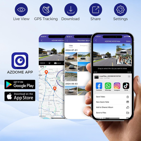 Wideorejestrator 4K 3CH WiFi GPS AZDOME M550 Max