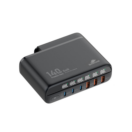 Stacja ładująca GaN 140 W Spacetronik SR103, LED, 6 portów USB (3A3C), PD+QC3.0