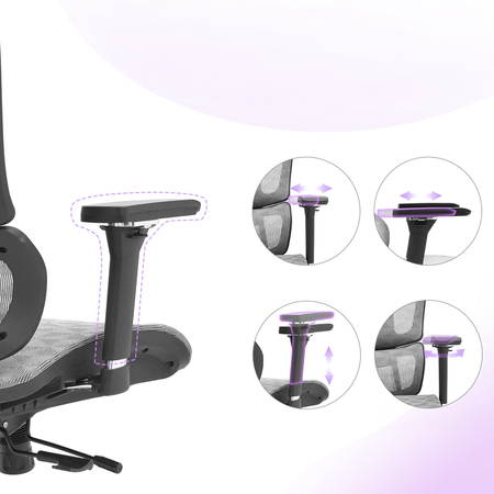 Regulowany Fotel do biurka obrotowy 4D MIRA Szary Outlet B-